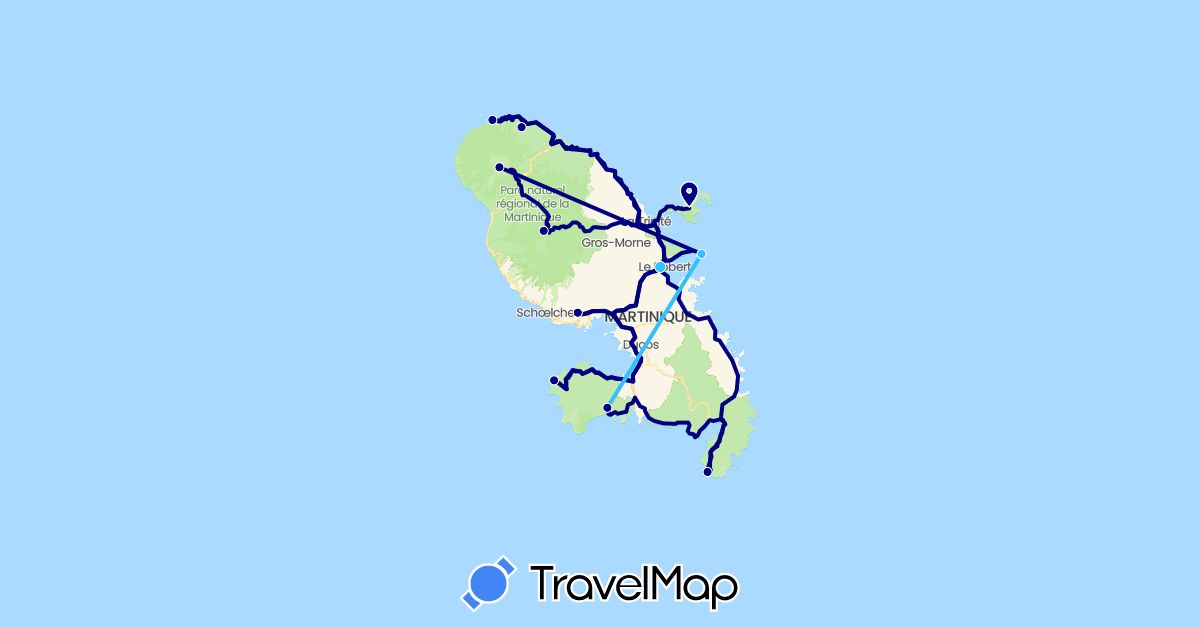 TravelMap itinerary: driving, boat in Martinique (North America)
