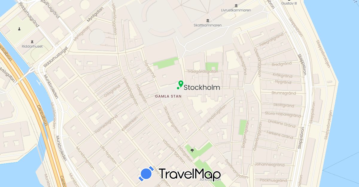 TravelMap itinerary: driving, bus in Sweden (Europe)